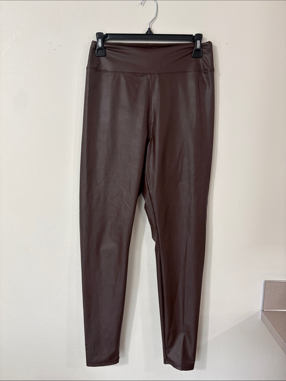Offline By Aerie Real Luxe Chocolate Brown Hi-Rise Leggings Faux Leather Size L